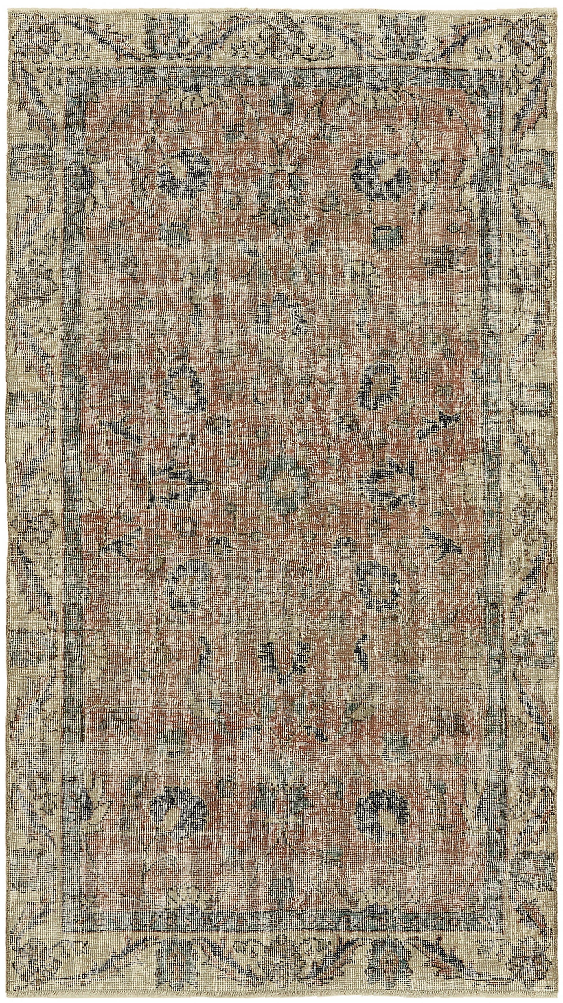 4x6 Beige Turkish Vintage Area Rug - 45871