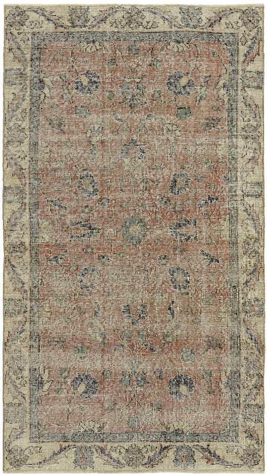 4x6 Beige Turkish Vintage Area Rug - 45871