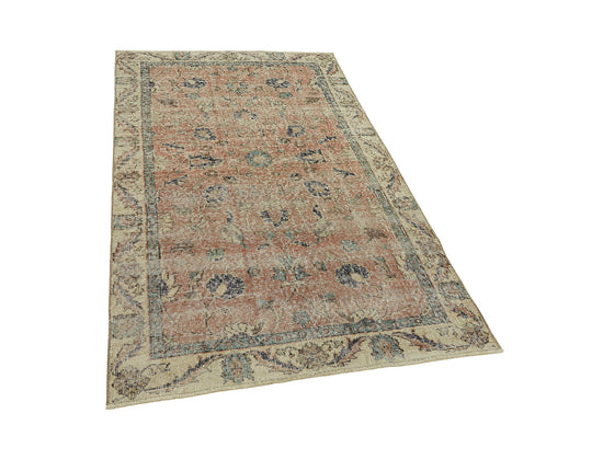 4x6 Beige Turkish Vintage Area Rug - 45871
