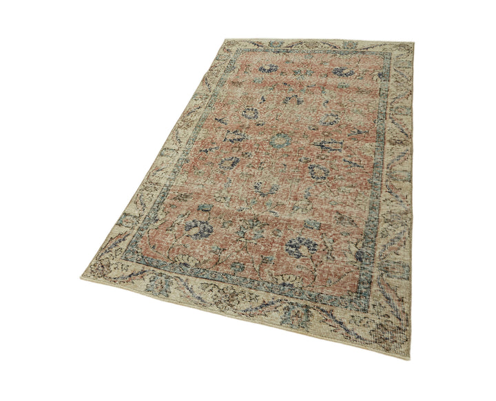 4x6 Beige Turkish Vintage Area Rug - 45871