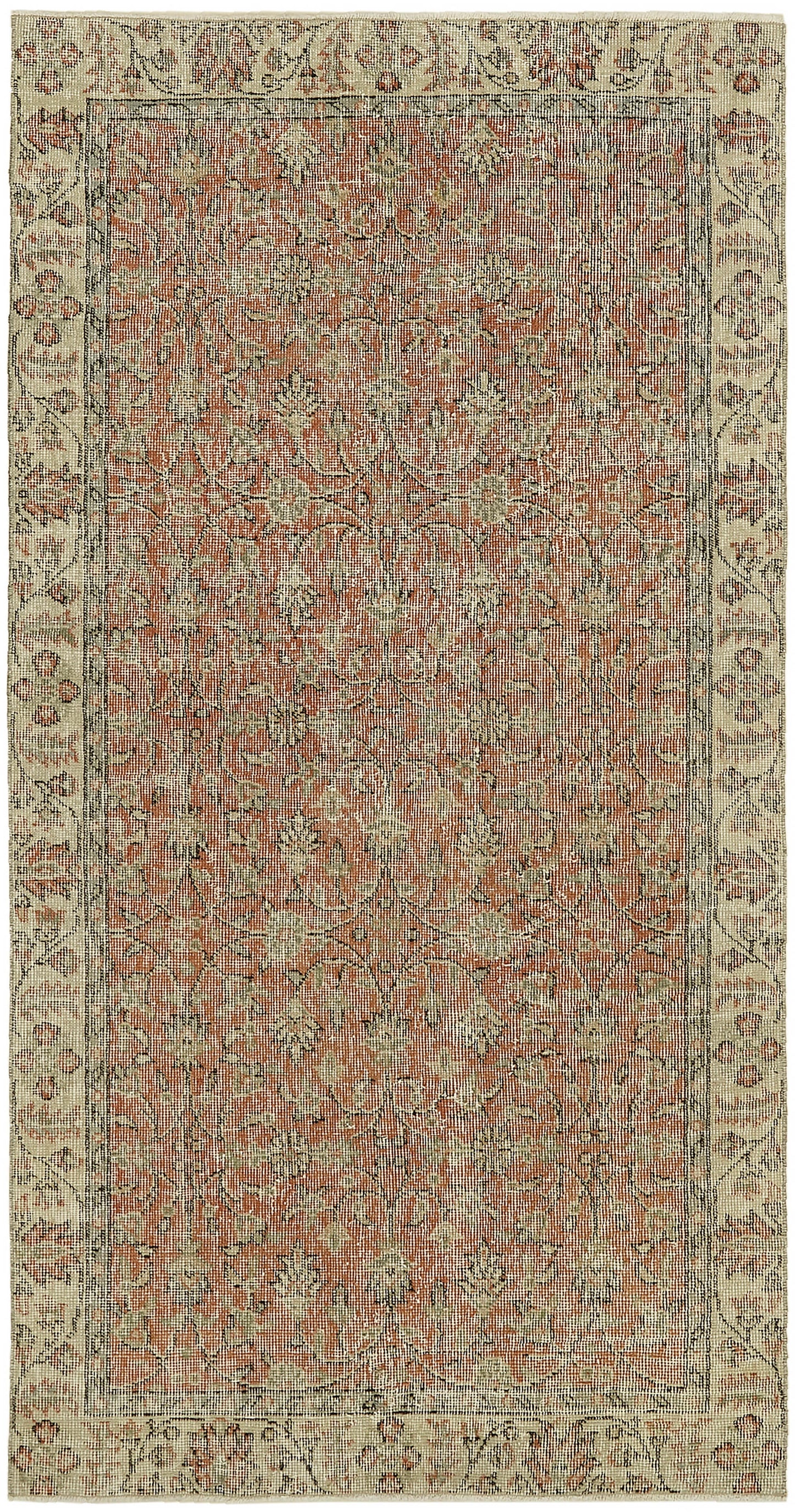 3x6 Beige Turkish Vintage Area Rug - 45872