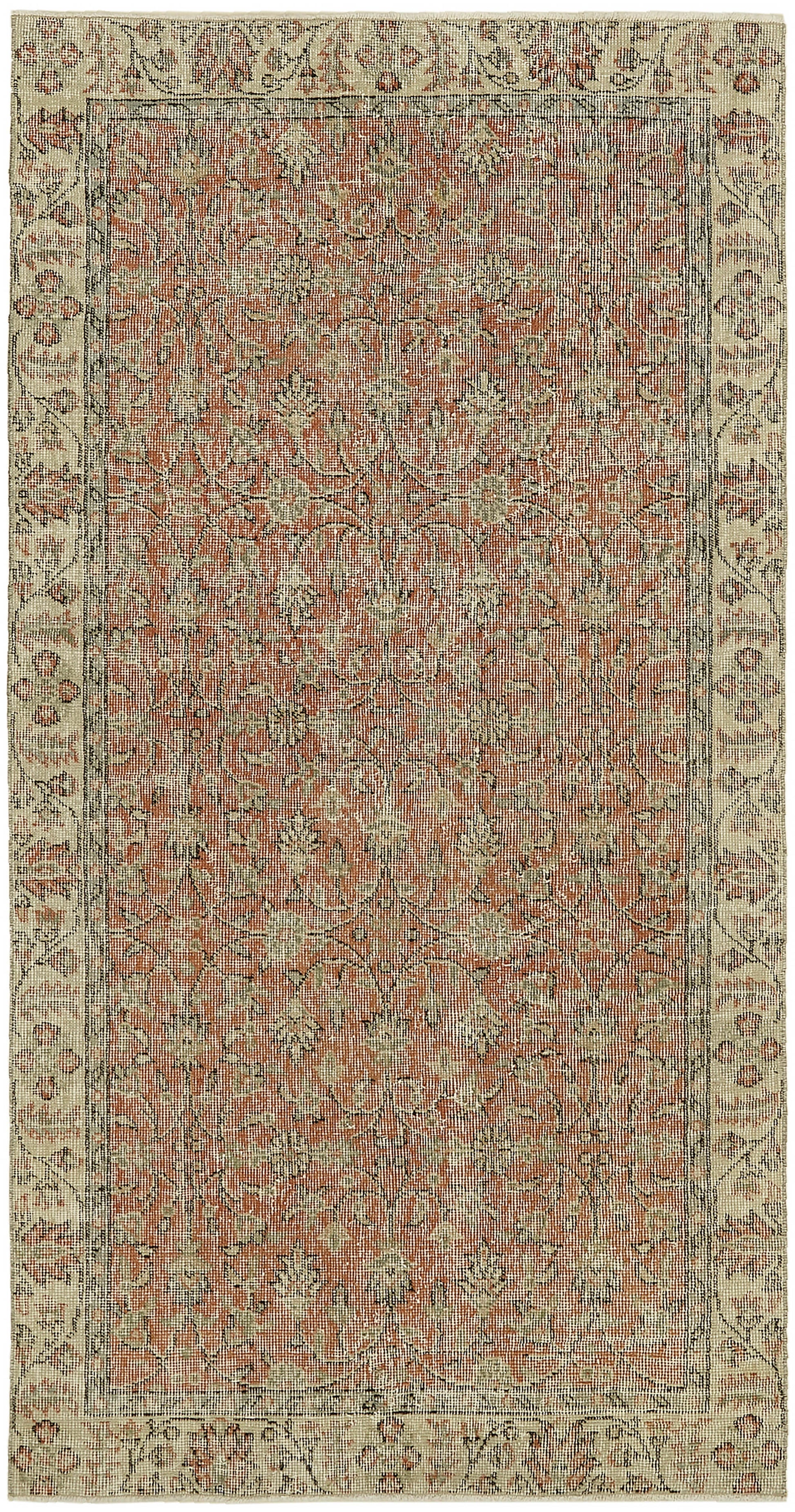 3x6 Beige Turkish Vintage Area Rug - 45872