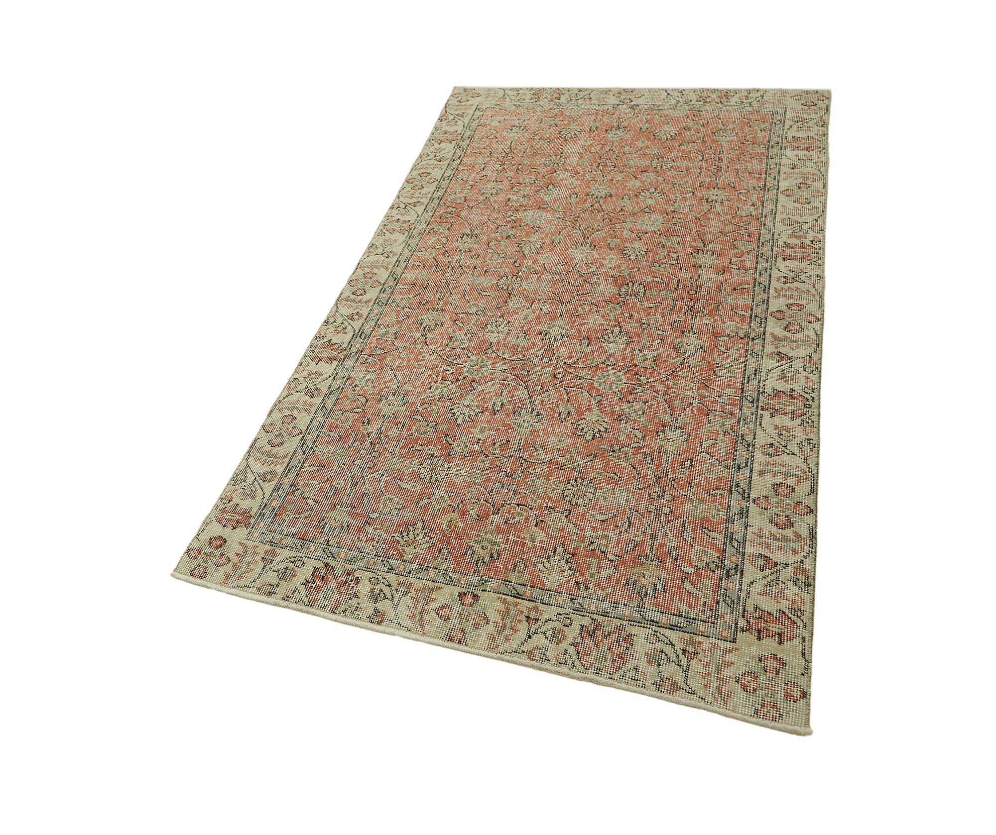 3x6 Beige Turkish Vintage Area Rug - 45872