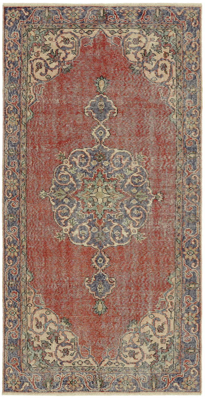 3x7 Red Turkish Vintage Area Rug - 45876
