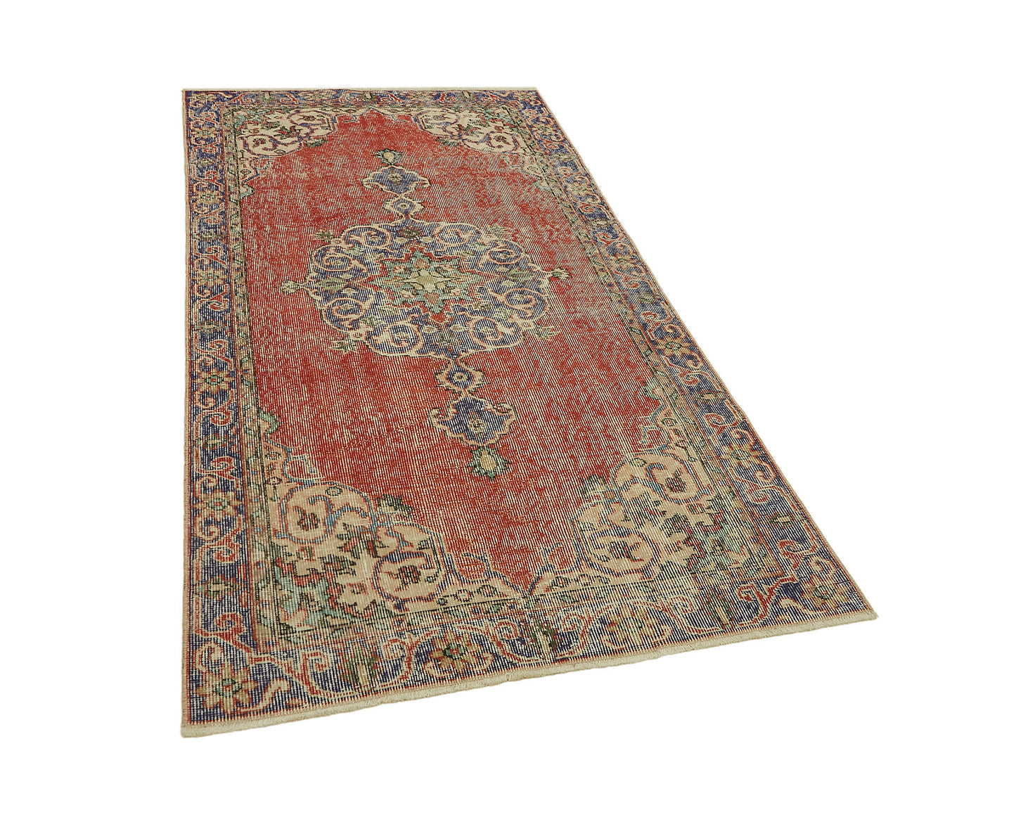 3x7 Red Turkish Vintage Area Rug - 45876