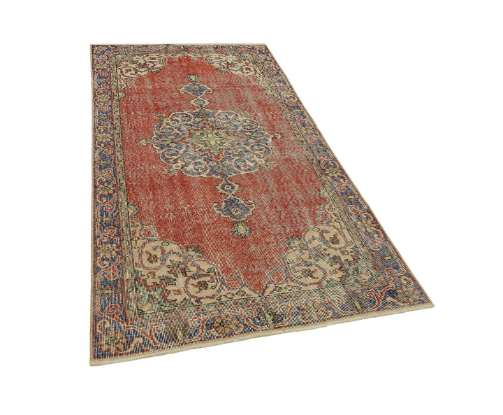 3x7 Red Turkish Vintage Area Rug - 45876