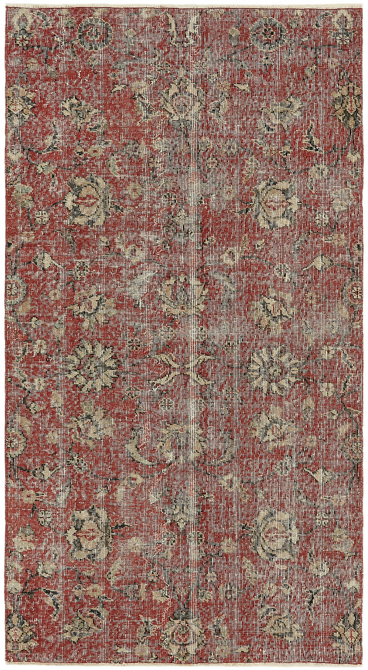 3x6 Red Turkish Vintage Area Rug - 45877