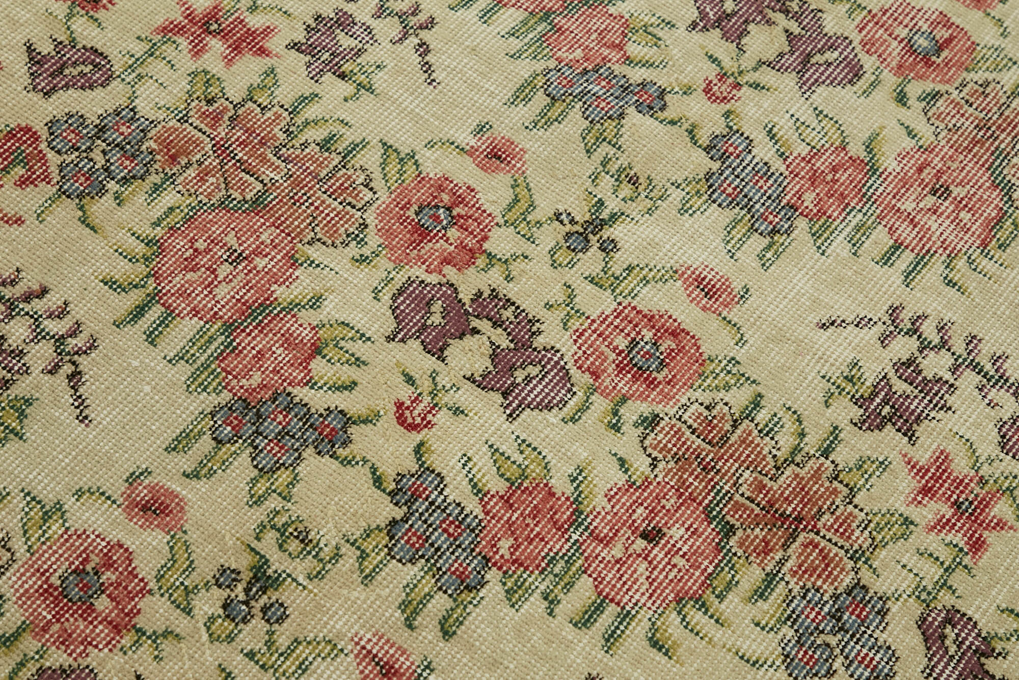 4x7 Beige Turkish Vintage Area Rug - 45879