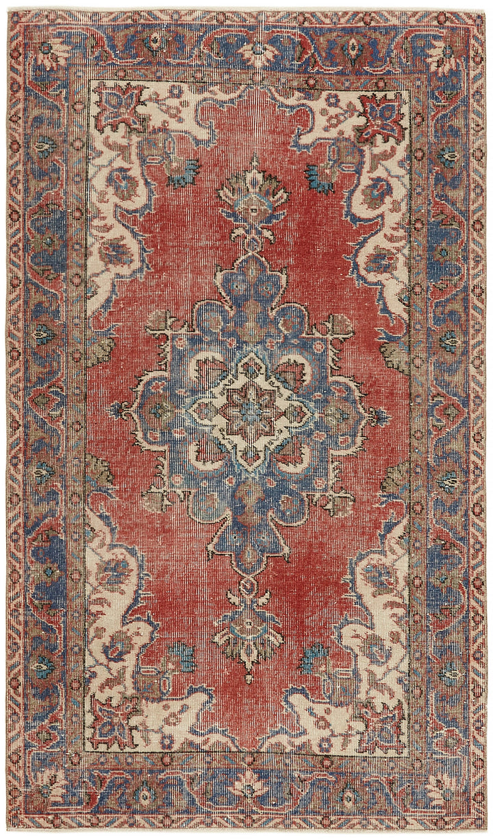 4x6 Red Turkish Vintage Area Rug - 45881