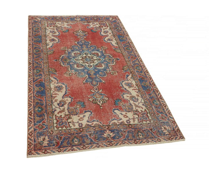 4x6 Red Turkish Vintage Area Rug - 45881