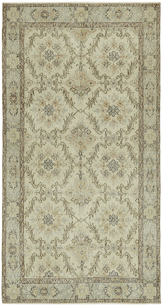 4x7 Beige Turkish Vintage Area Rug - 45884
