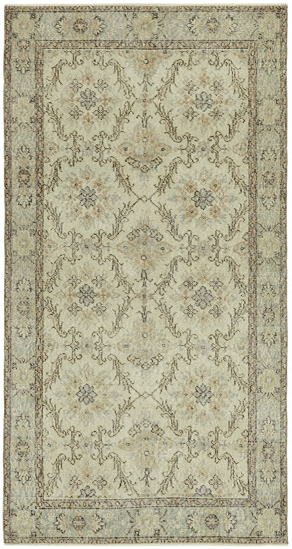 4x7 Beige Turkish Vintage Area Rug - 45884