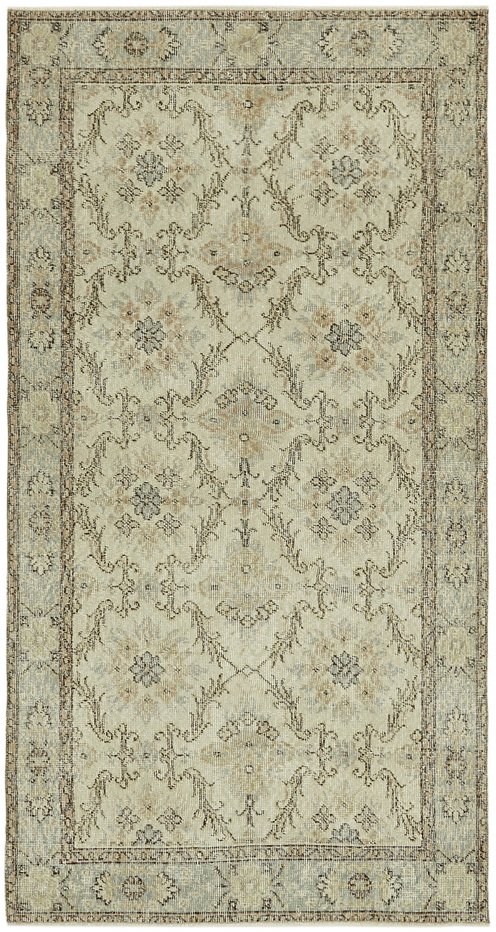4x7 Beige Turkish Vintage Area Rug - 45884