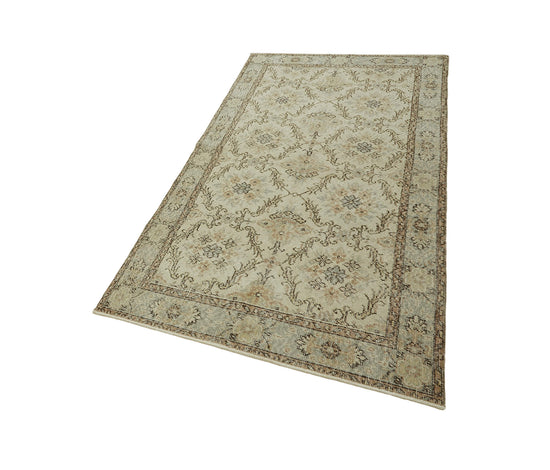 4x7 Beige Turkish Vintage Area Rug - 45884