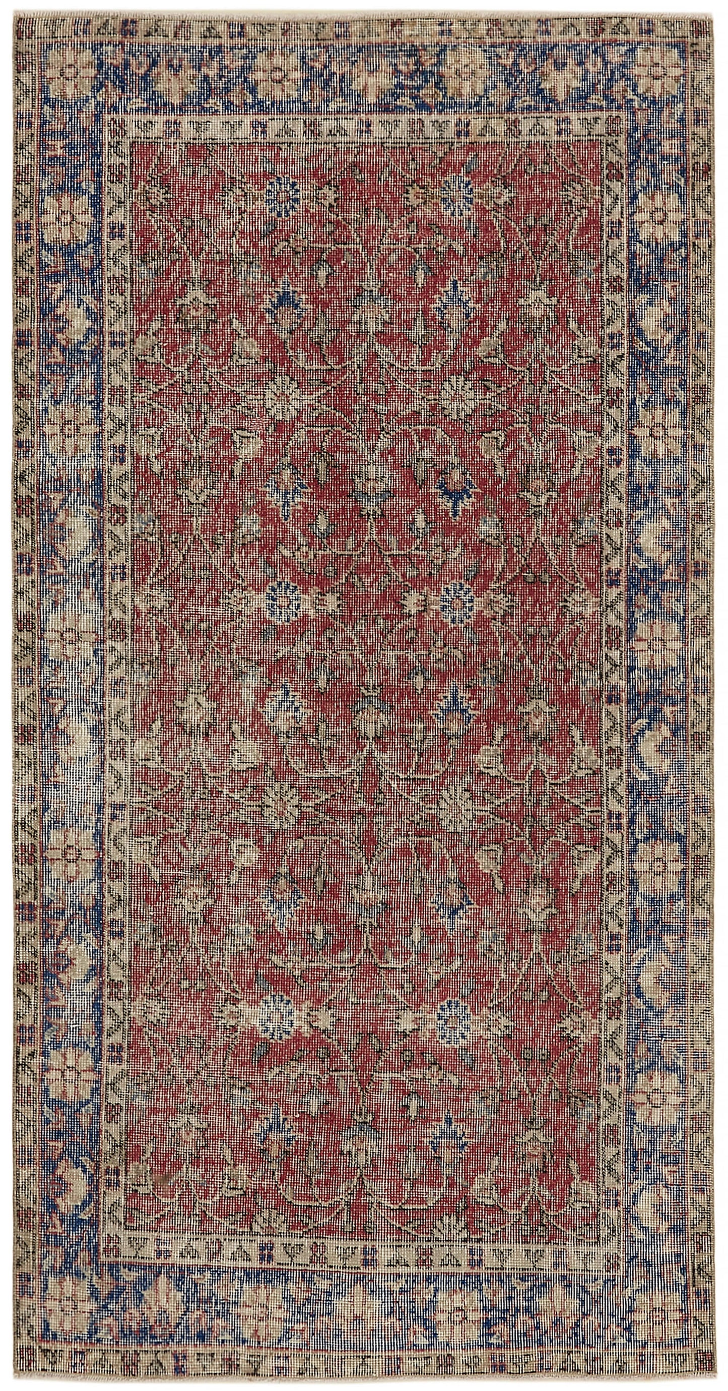 4x7 Red Turkish Vintage Area Rug - 45886