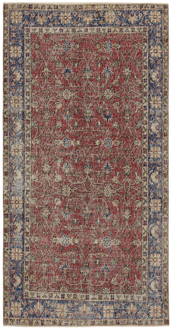 4x7 Red Turkish Vintage Area Rug - 45886