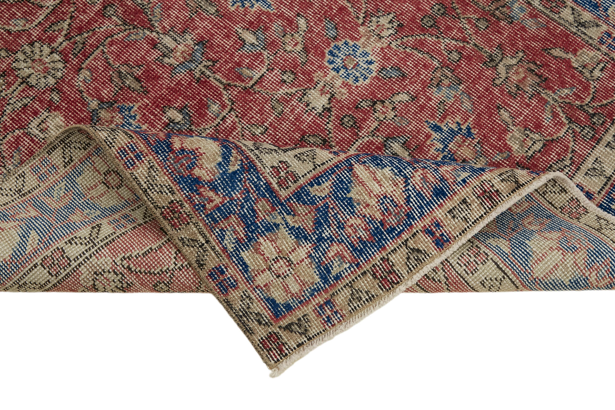 4x7 Red Turkish Vintage Area Rug - 45886