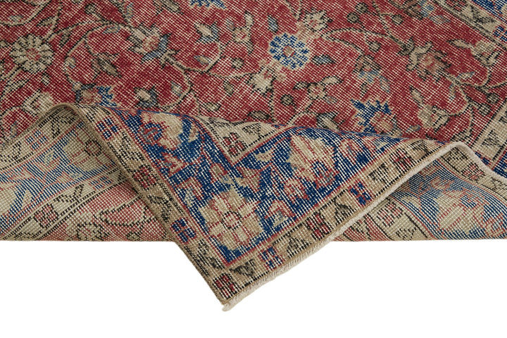 4x7 Red Turkish Vintage Area Rug - 45886
