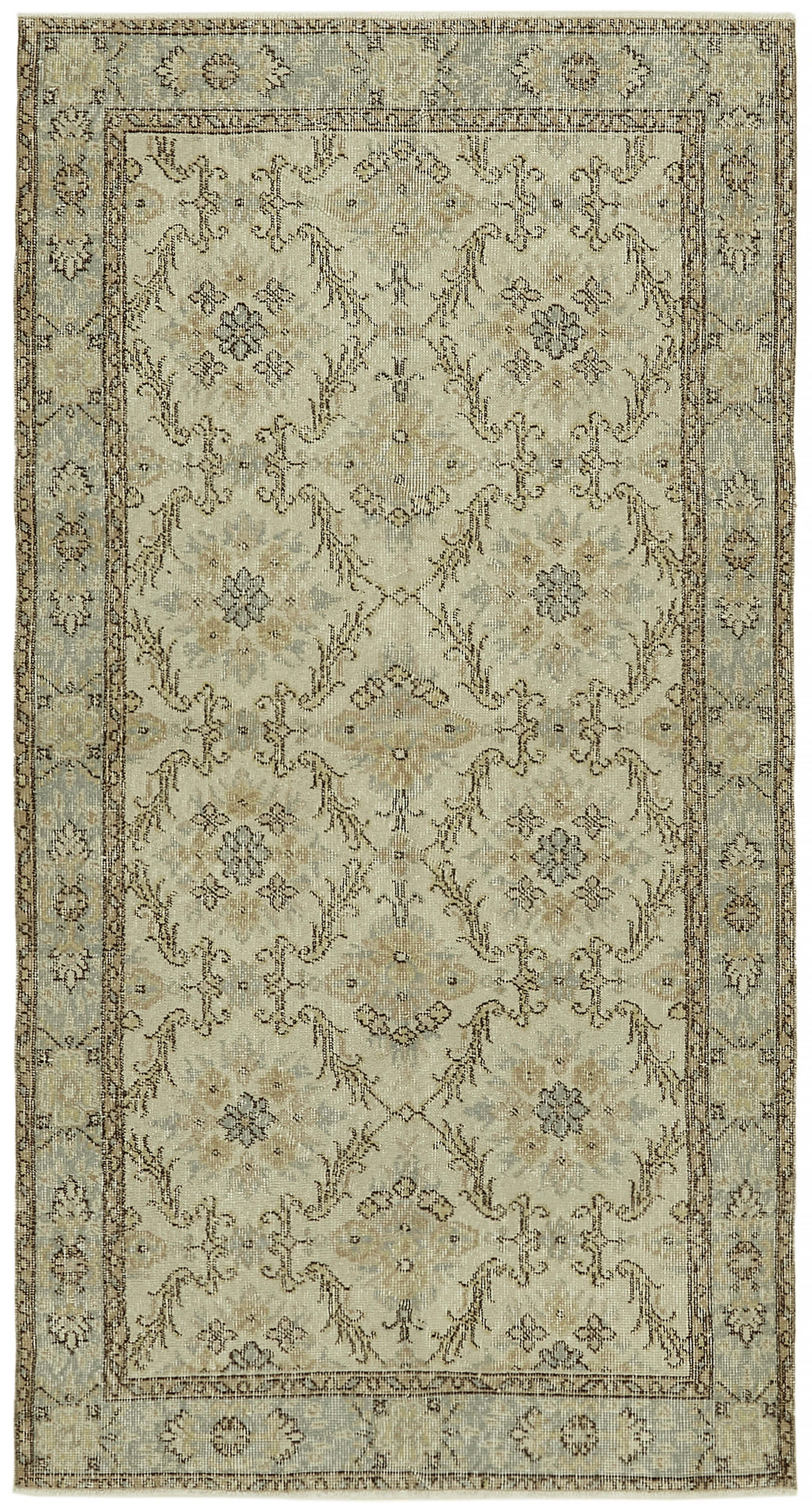 4x7 Beige Turkish Vintage Area Rug - 45887