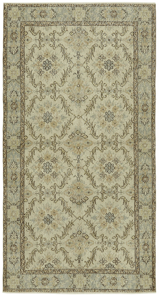 4x7 Beige Turkish Vintage Area Rug - 45887