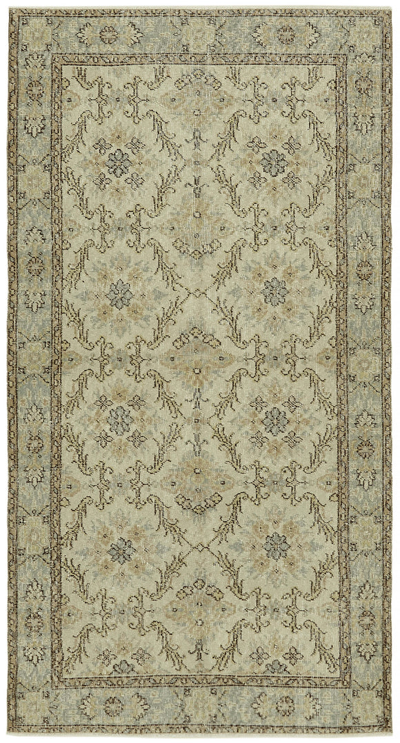 4x7 Beige Turkish Vintage Area Rug - 45887