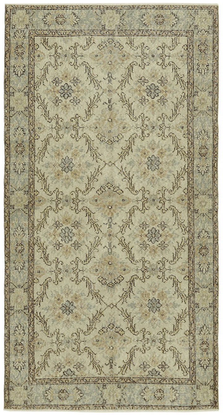 4x7 Beige Turkish Vintage Area Rug - 45887
