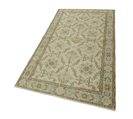 4x7 Beige Turkish Vintage Area Rug - 45887