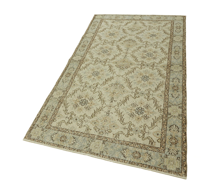 4x7 Beige Turkish Vintage Area Rug - 45887