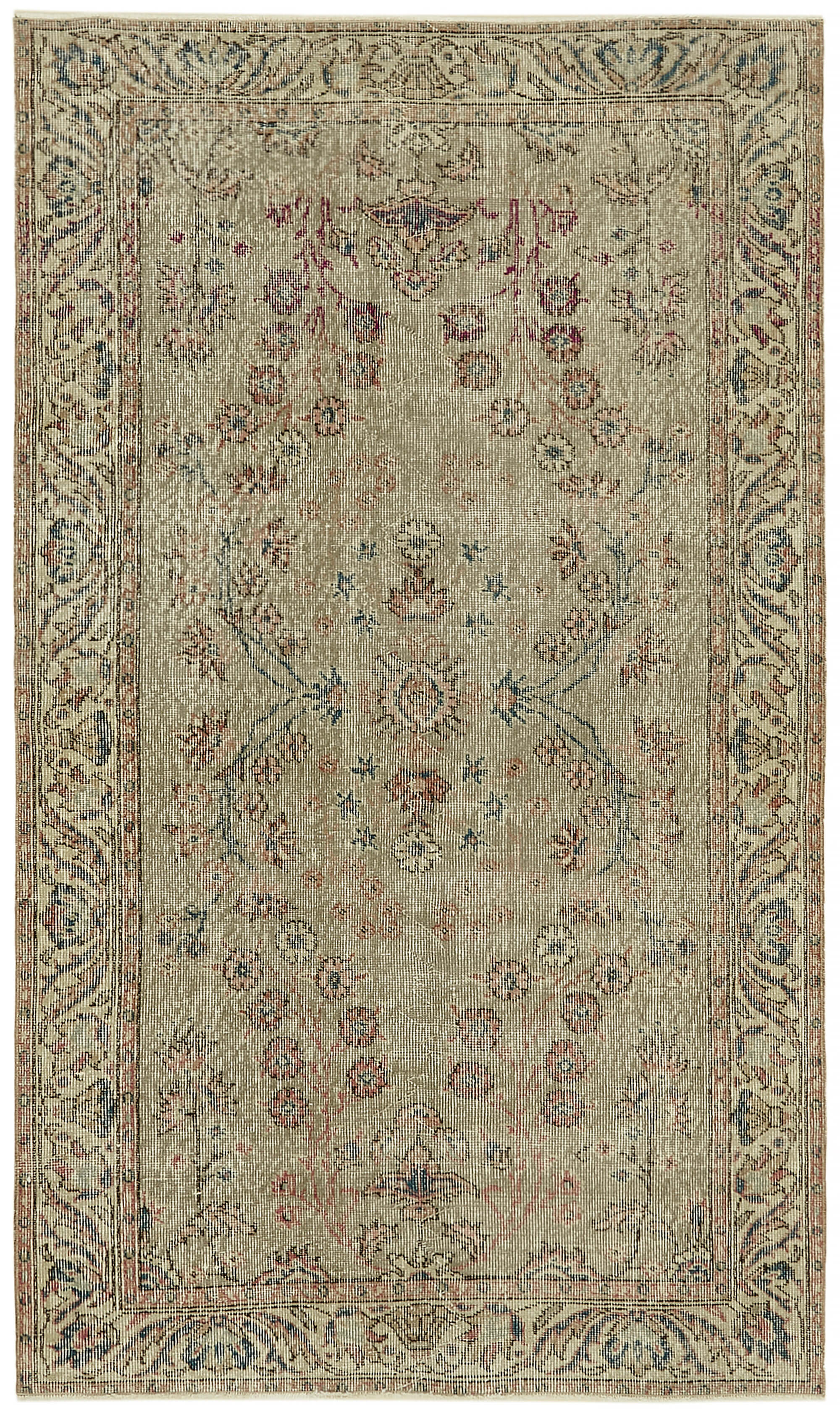 4x6 Beige Turkish Vintage Area Rug - 45890