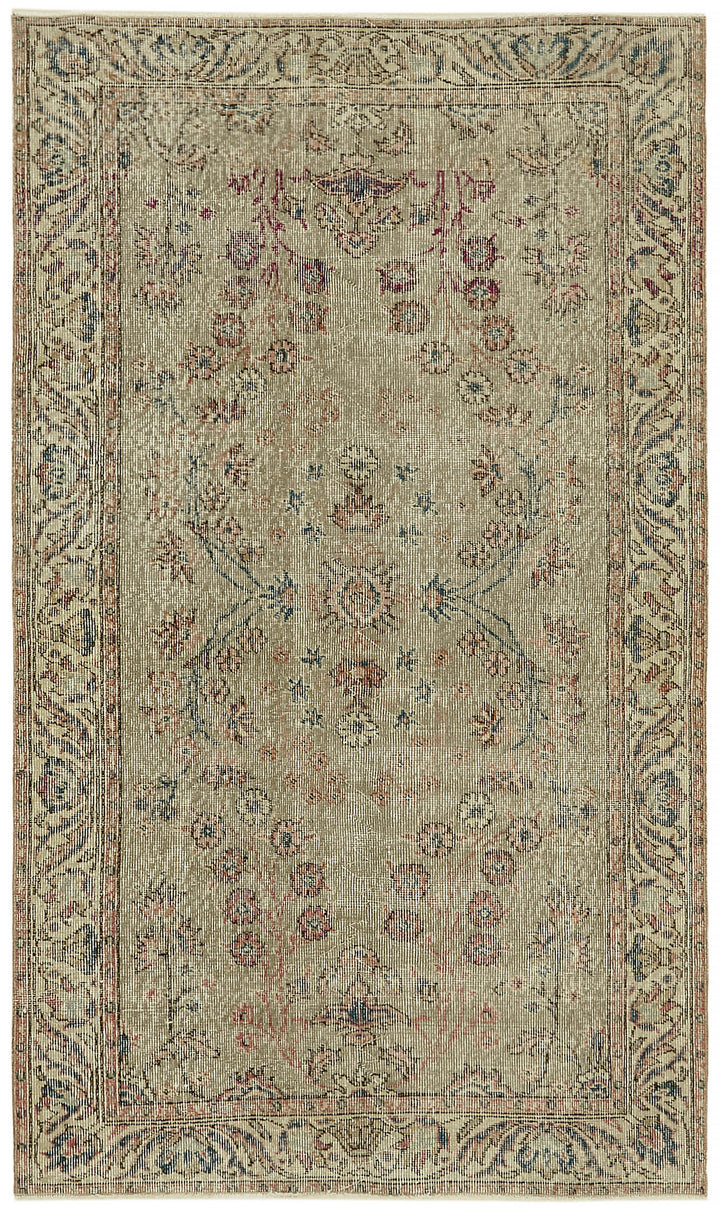 4x6 Beige Turkish Vintage Area Rug - 45890