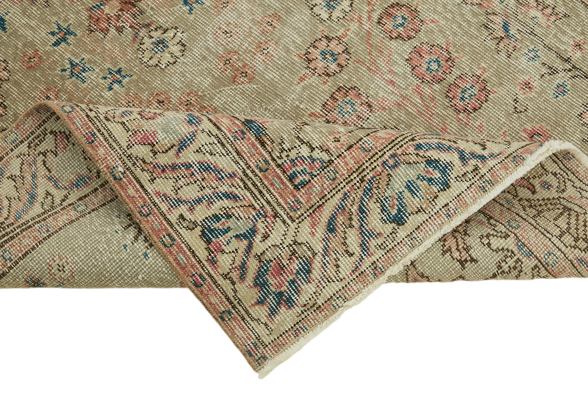 4x6 Beige Turkish Vintage Area Rug - 45890
