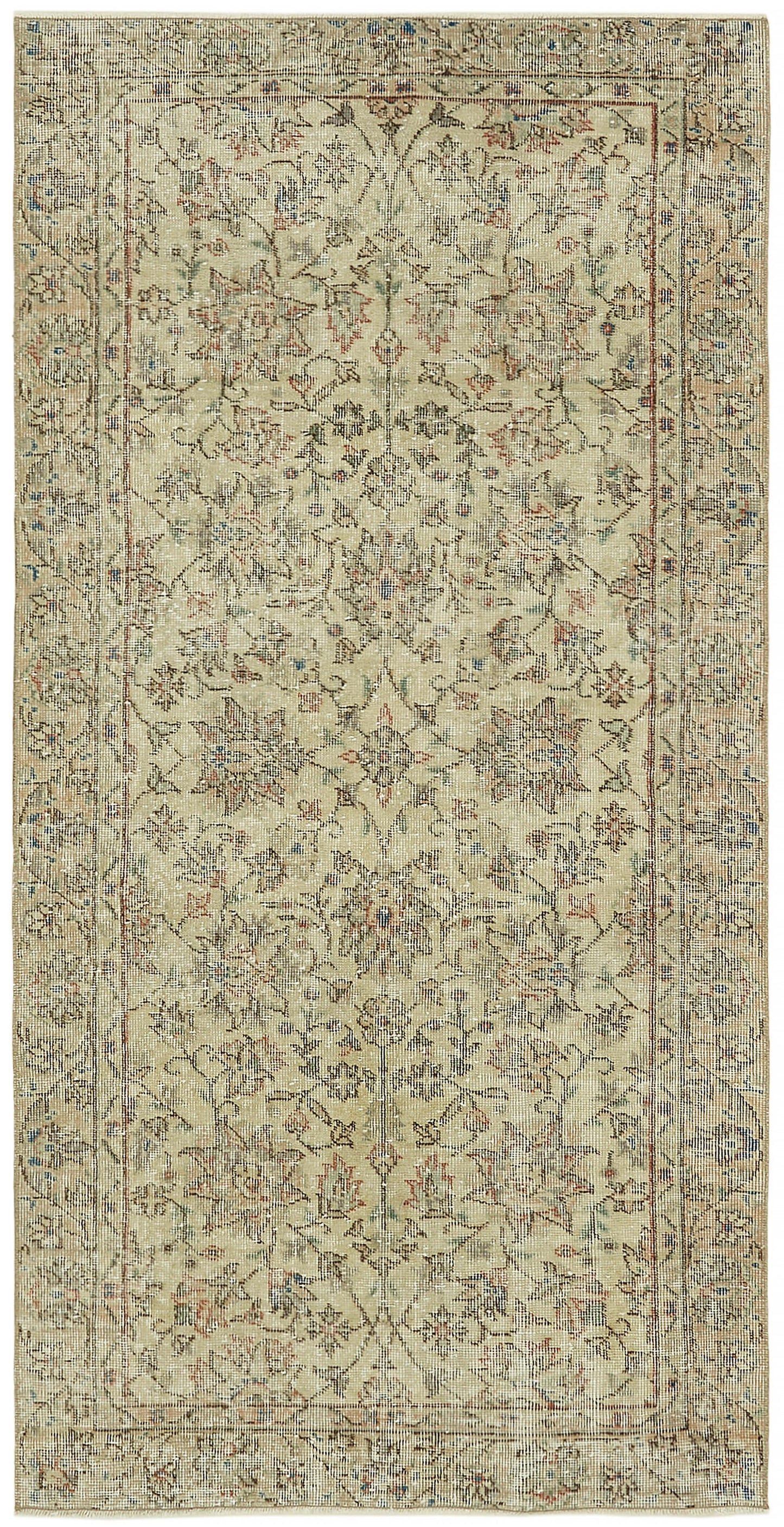 3x7 Beige Turkish Vintage Area Rug - 45892