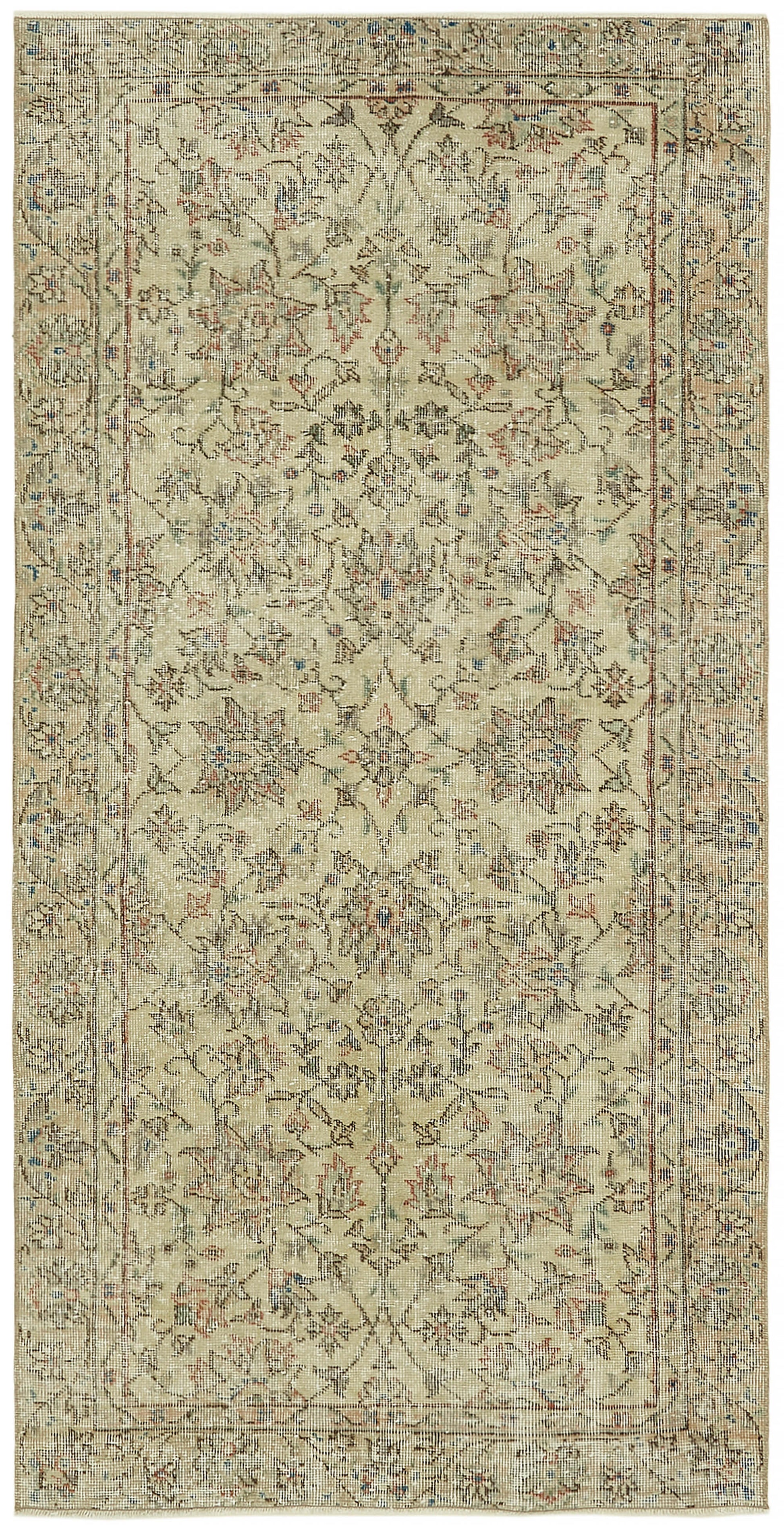 3x7 Beige Turkish Vintage Area Rug - 45892