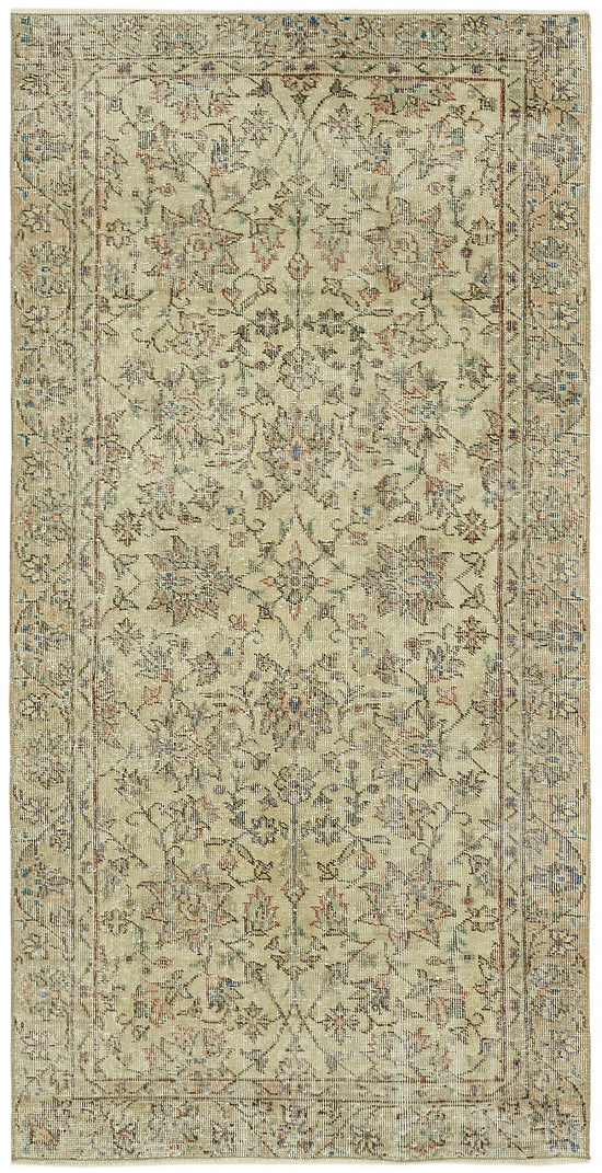 3x7 Beige Turkish Vintage Area Rug - 45892