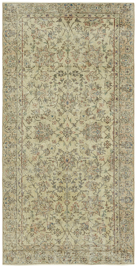 3x7 Beige Turkish Vintage Area Rug - 45892