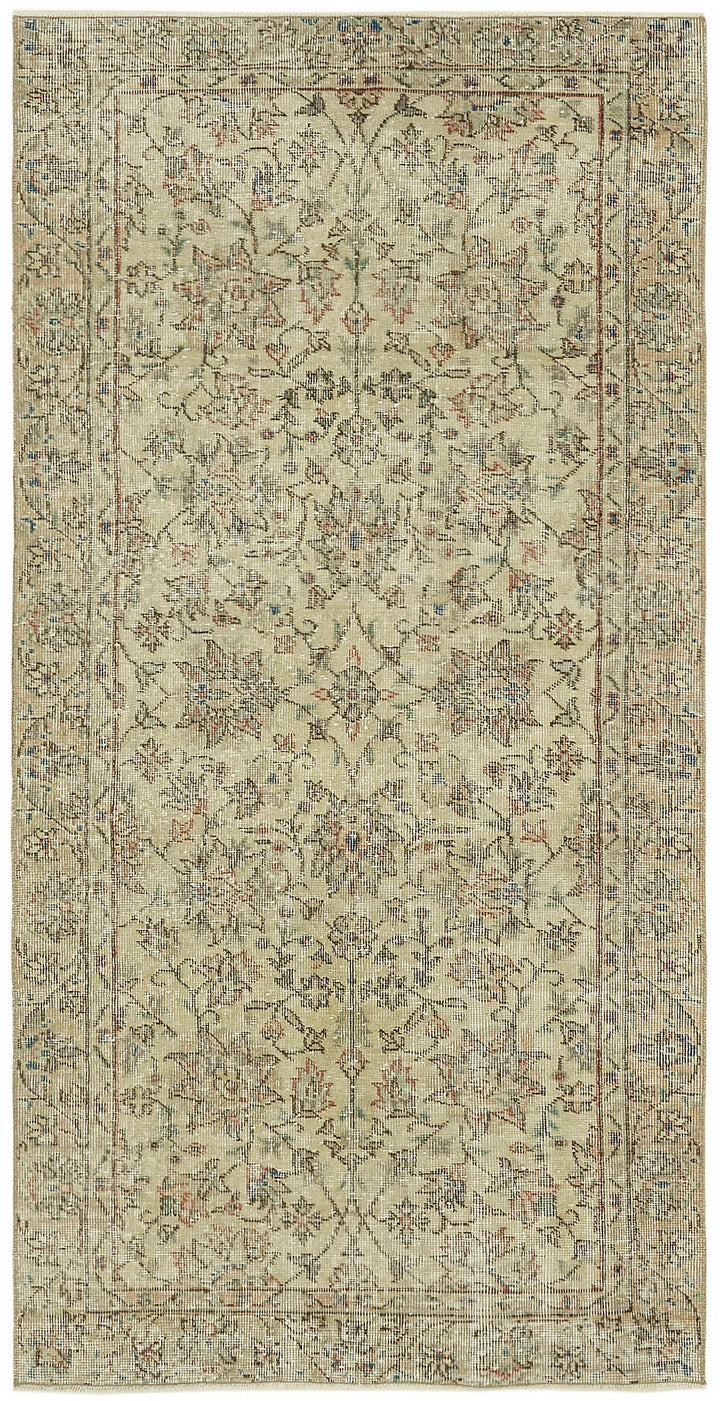 3x7 Beige Turkish Vintage Area Rug - 45892