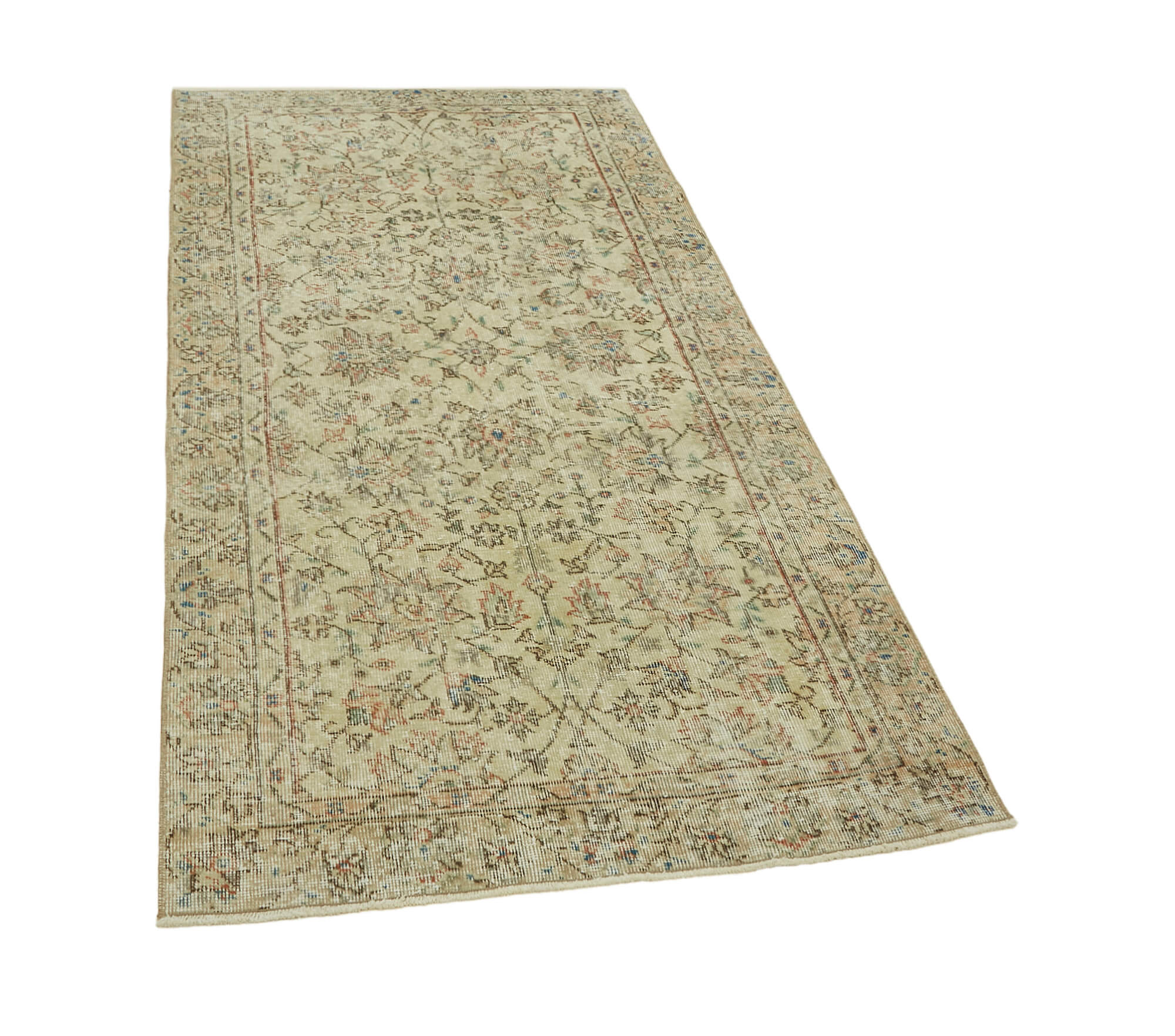 3x7 Beige Turkish Vintage Area Rug - 45892