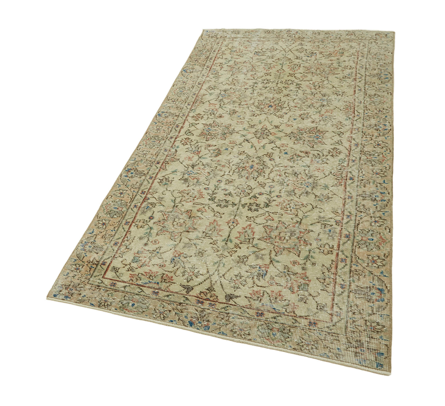 3x7 Beige Turkish Vintage Area Rug - 45892