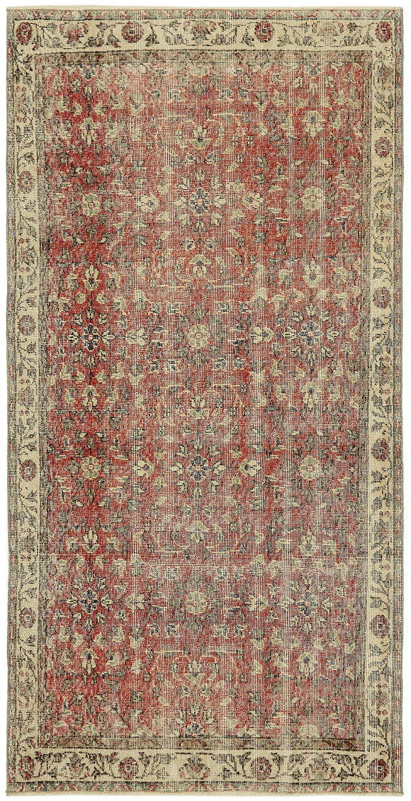 4x7 Red Turkish Vintage Area Rug - 45893