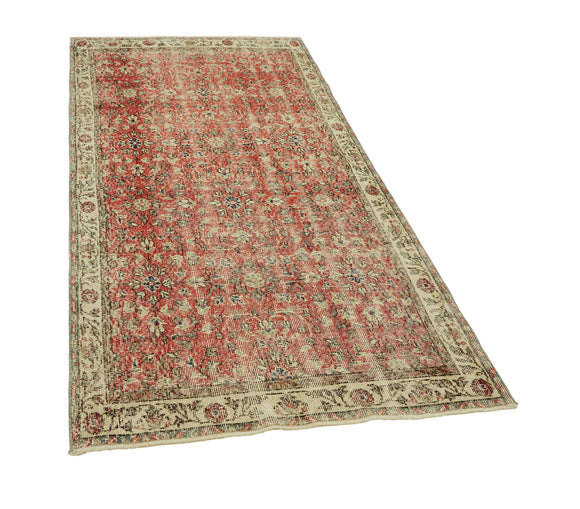 4x7 Red Turkish Vintage Area Rug - 45893