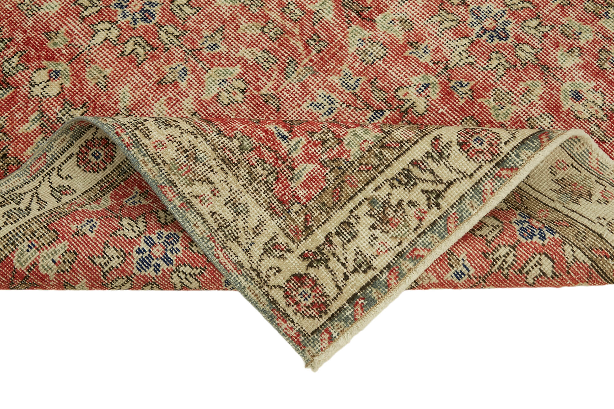 4x7 Red Turkish Vintage Area Rug - 45893