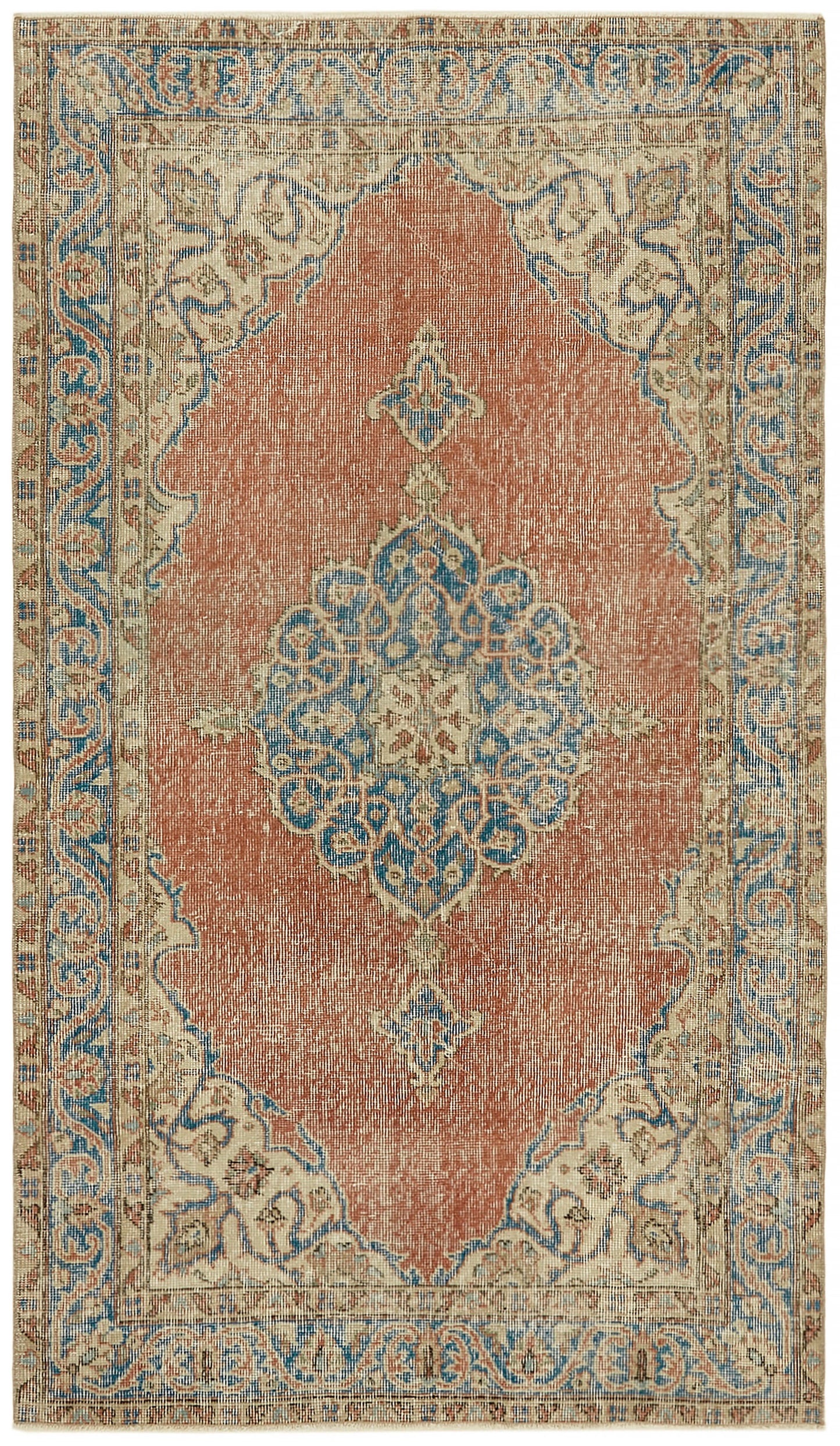 4x6 Red Turkish Vintage Area Rug - 45894