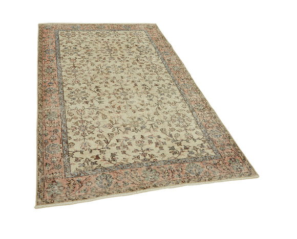 4x7 Beige Turkish Vintage Area Rug - 45896