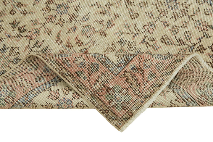 4x7 Beige Turkish Vintage Area Rug - 45896