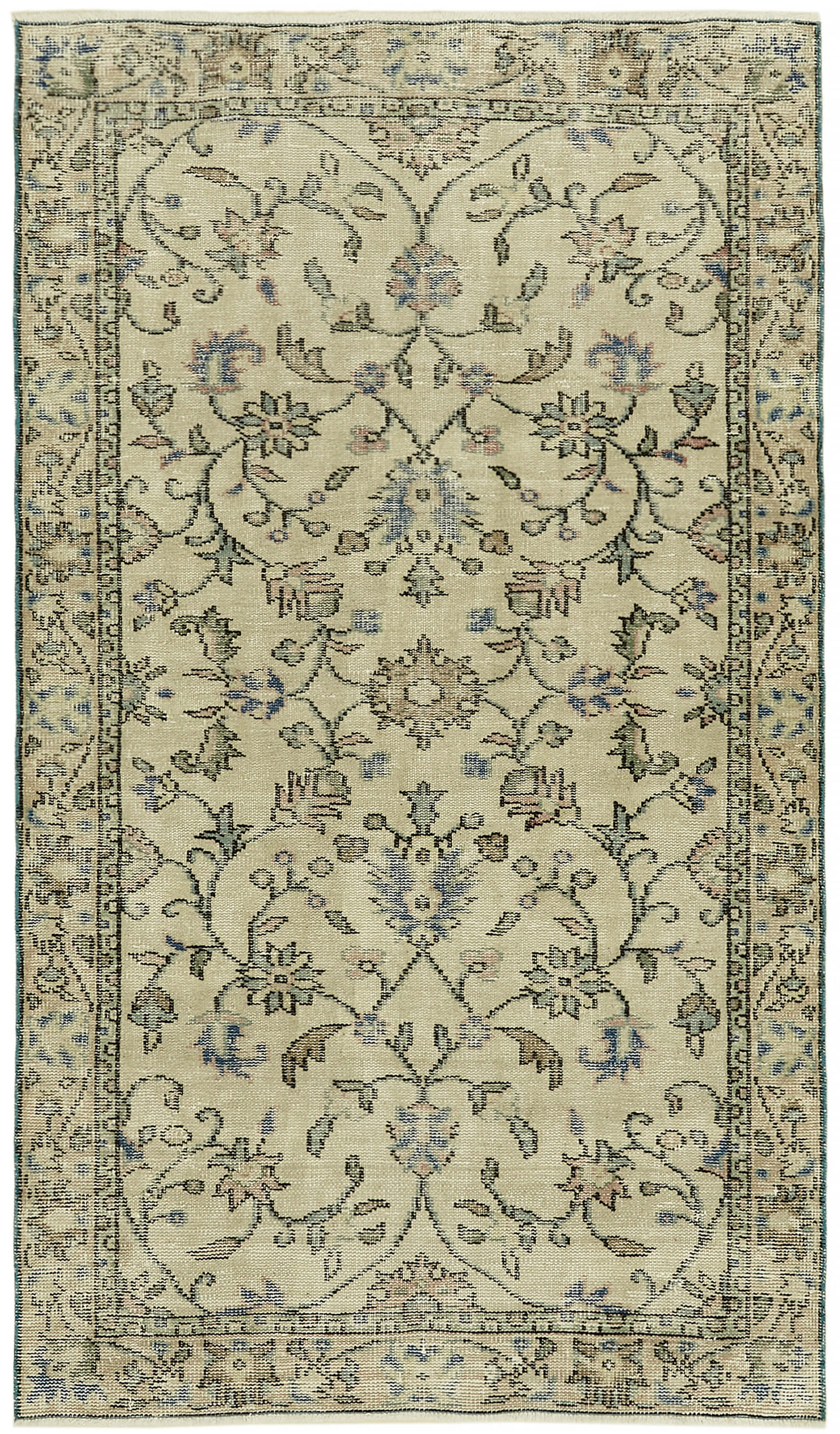 4x7 Beige Turkish Vintage Area Rug - 45897