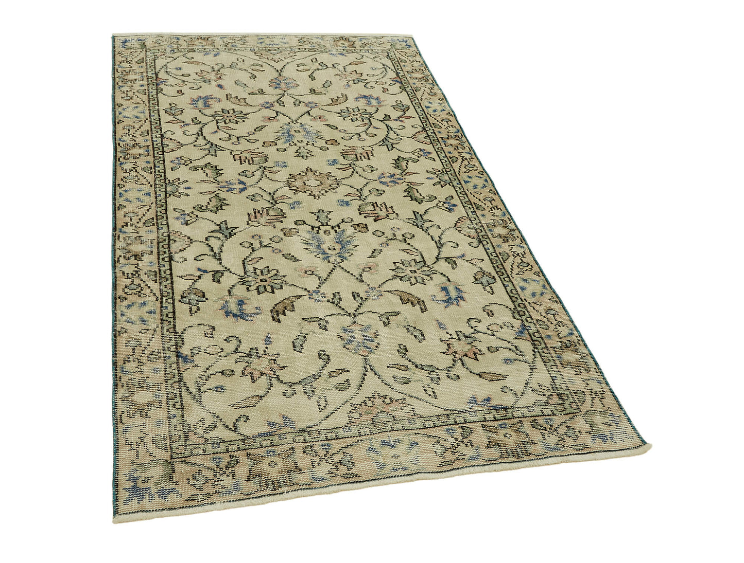 4x7 Beige Turkish Vintage Area Rug - 45897