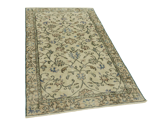 4x7 Beige Turkish Vintage Area Rug - 45897