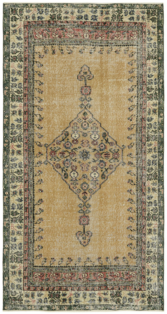 4x7 Beige Turkish Vintage Area Rug - 45899