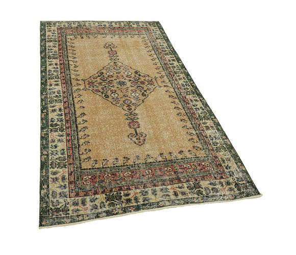 4x7 Beige Turkish Vintage Area Rug - 45899
