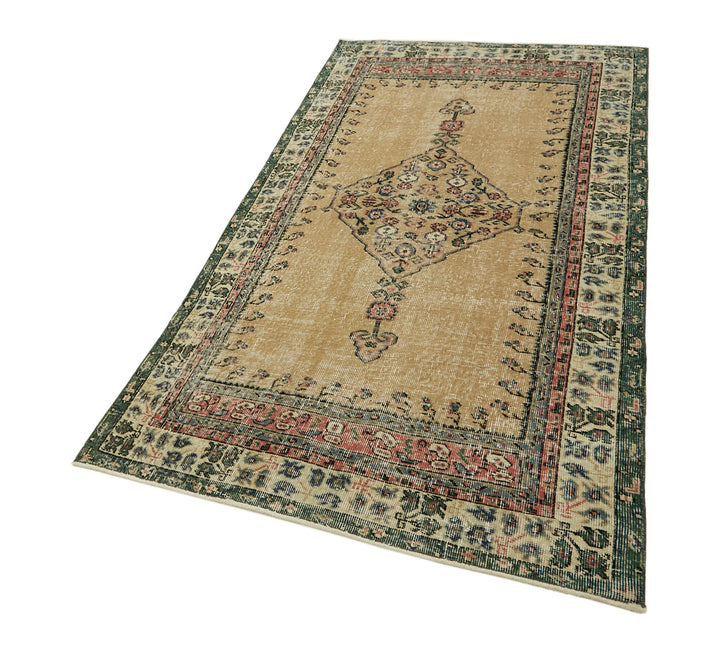 4x7 Beige Turkish Vintage Area Rug - 45899